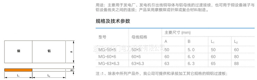 MG系列銅鋁過(guò)渡板